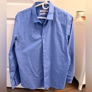 Calvin Klein Men's Light Blue Plaid Dress Shirt